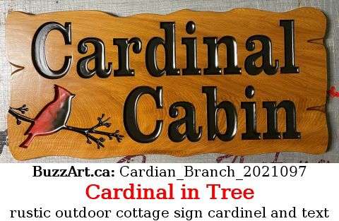 rustic outdoor cottage sign cardinel and text 